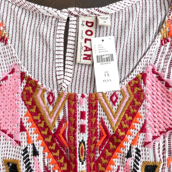 Anthropologie Dolan Embroidered Sleeveless Top Sz 1X NWT Bohemian Tribal Print - Picture 4 of 7